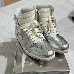 Nike Silver White High-Top Sneakers